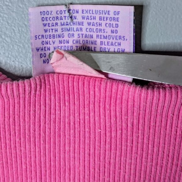 Fresh Produce Vintage Hot Pink V-Neck Ribbed Stetch Cotton Tank Top Size L - Picture 8 of 8